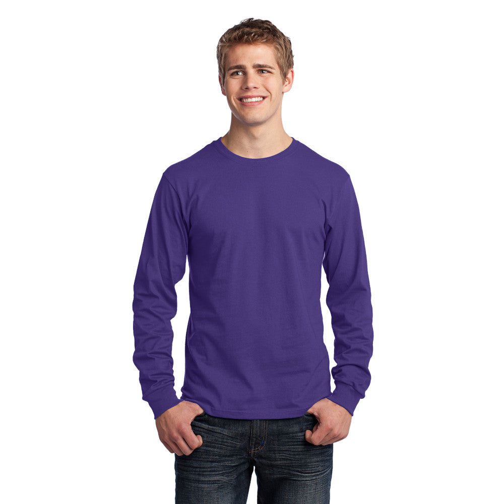 port & company core cotton long sleeve tee purple