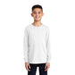 port & company youth core cotton long sleeve tee white