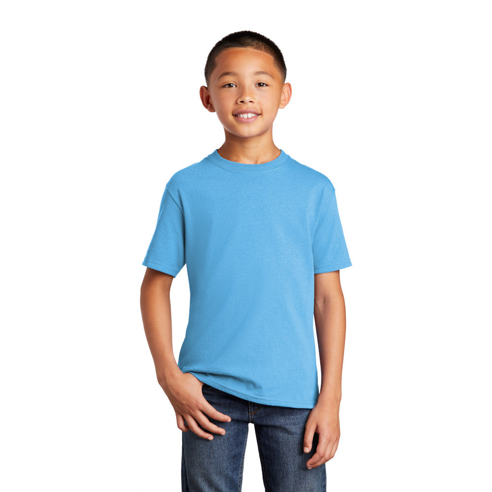 port & company youth core cotton tee aquatic blue