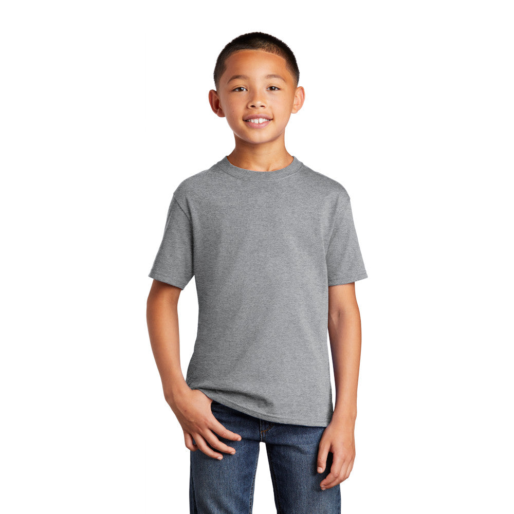 port & company youth core cotton tee athletic heather grey