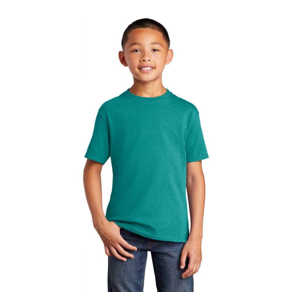 port & company youth core cotton tee bright aqua