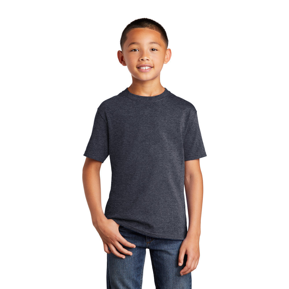 port & company youth core cotton tee heather navy