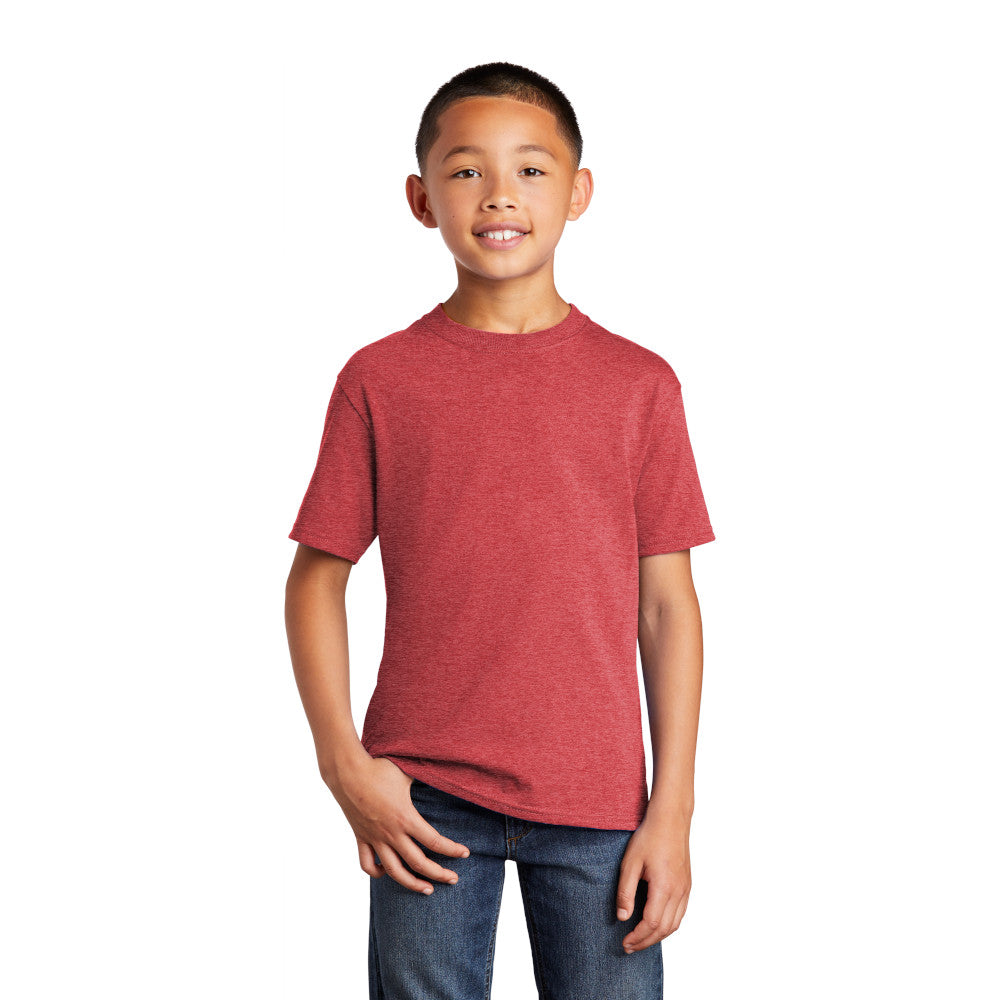 port & company youth core cotton tee heather red