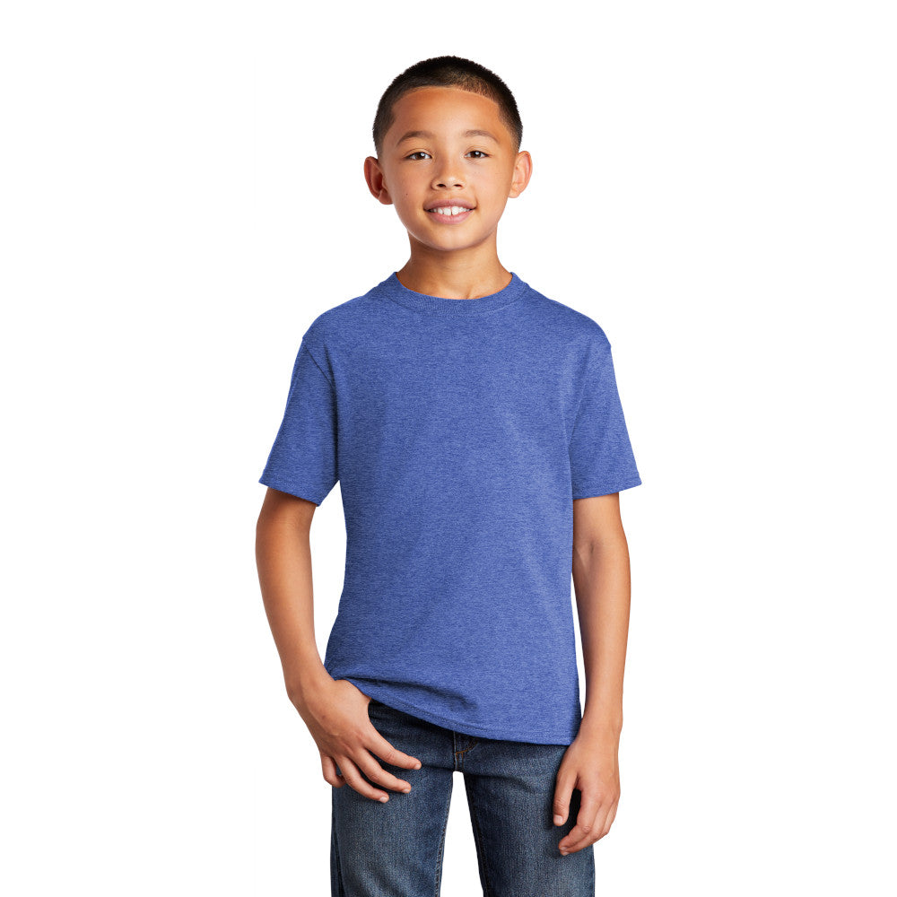 port & company youth core cotton tee heather royal blue