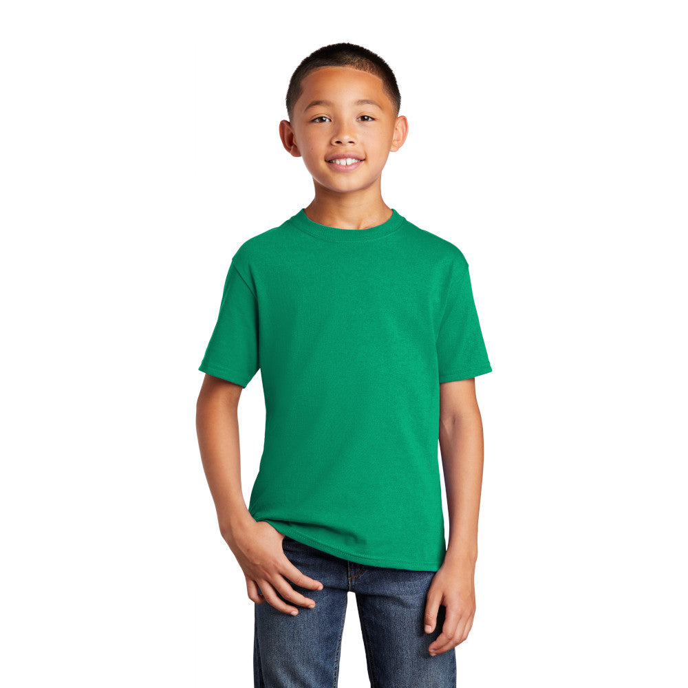 port & company youth core cotton tee kelly green