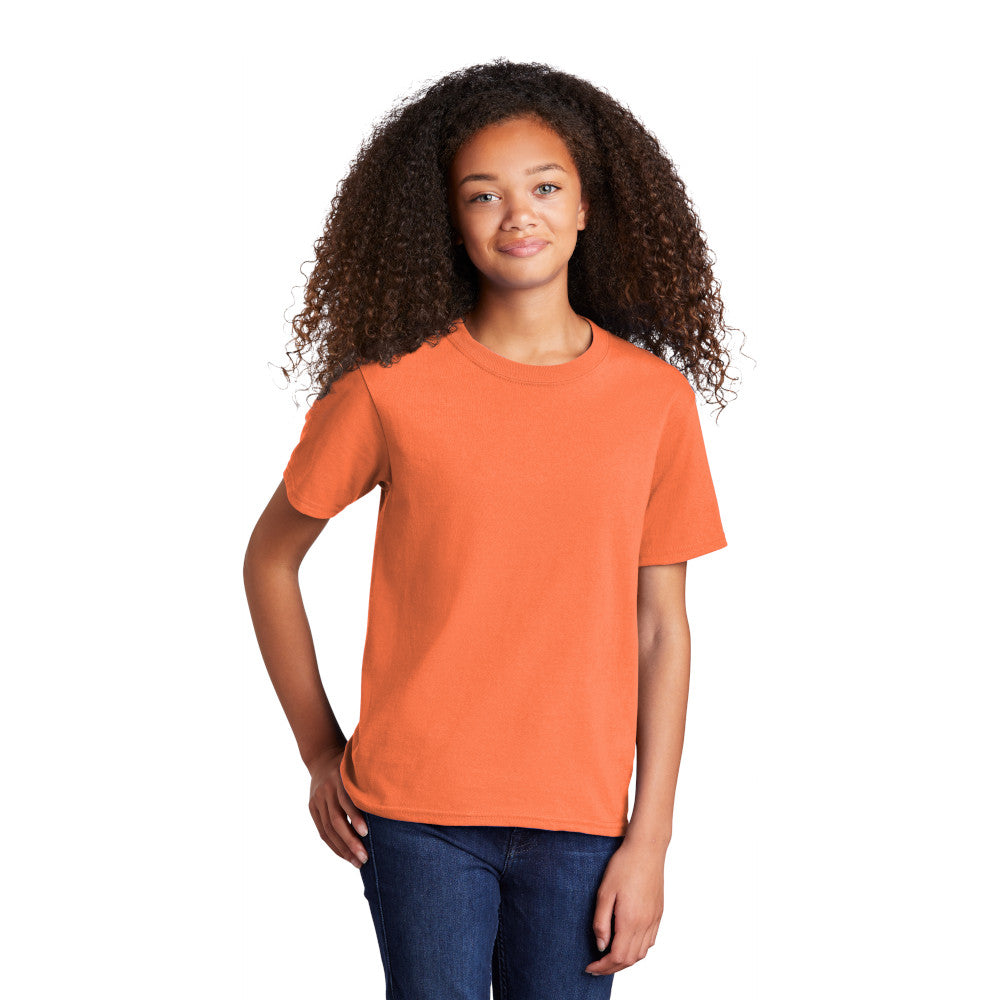 port & company youth core cotton tee neon orange