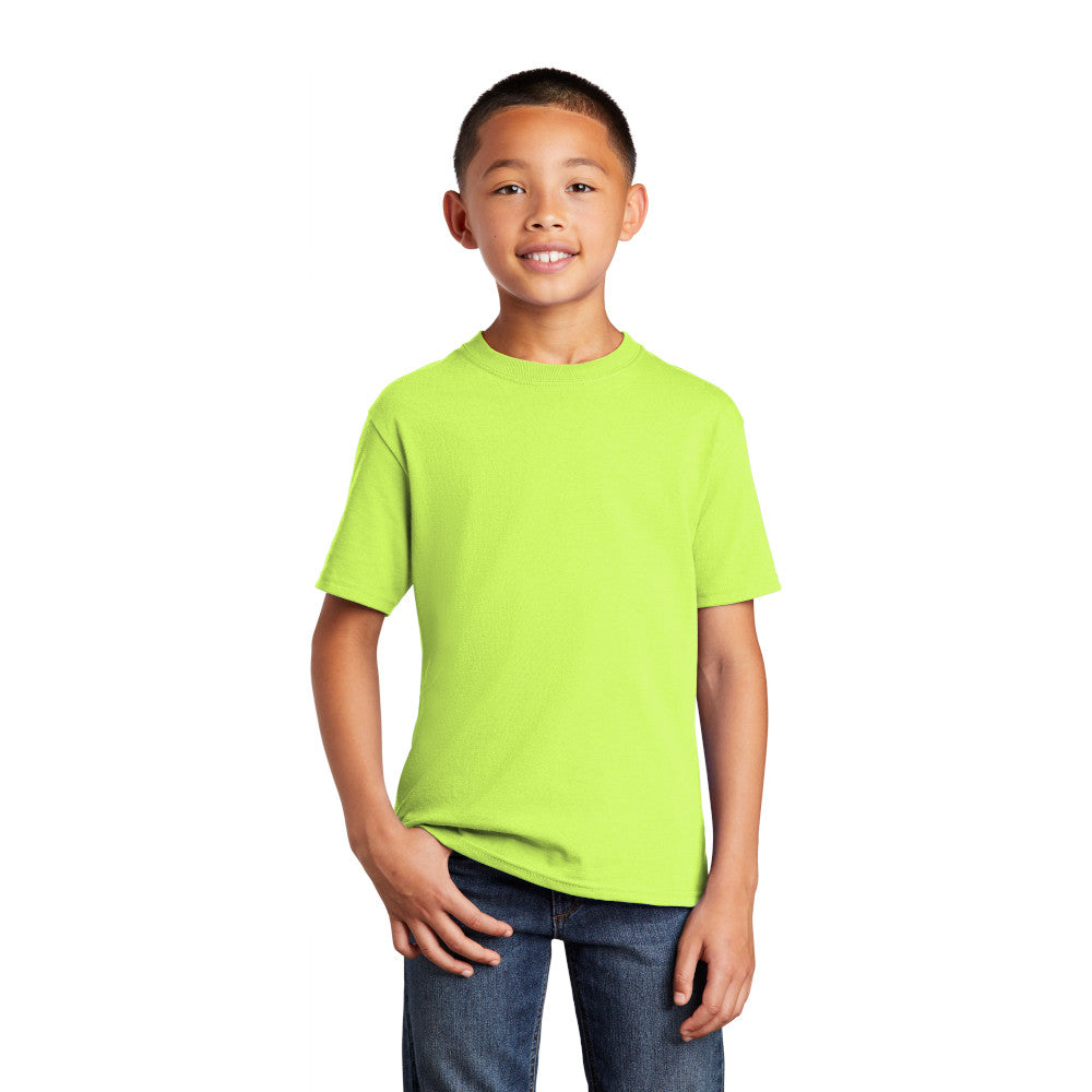 port & company youth core cotton tee neon yellow