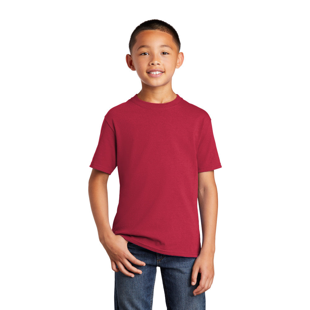 port & company youth core cotton tee red