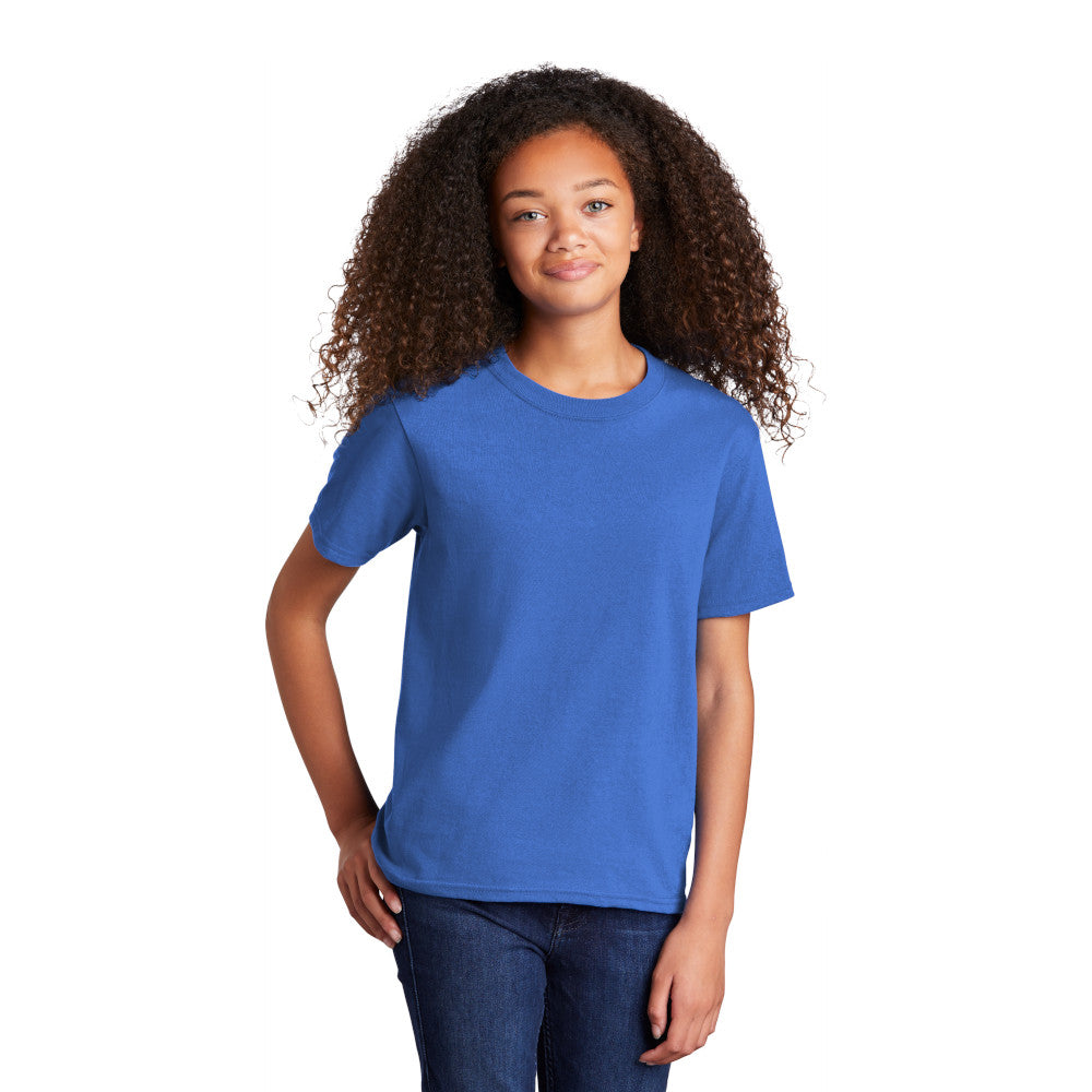 port & company youth core cotton tee royal blue