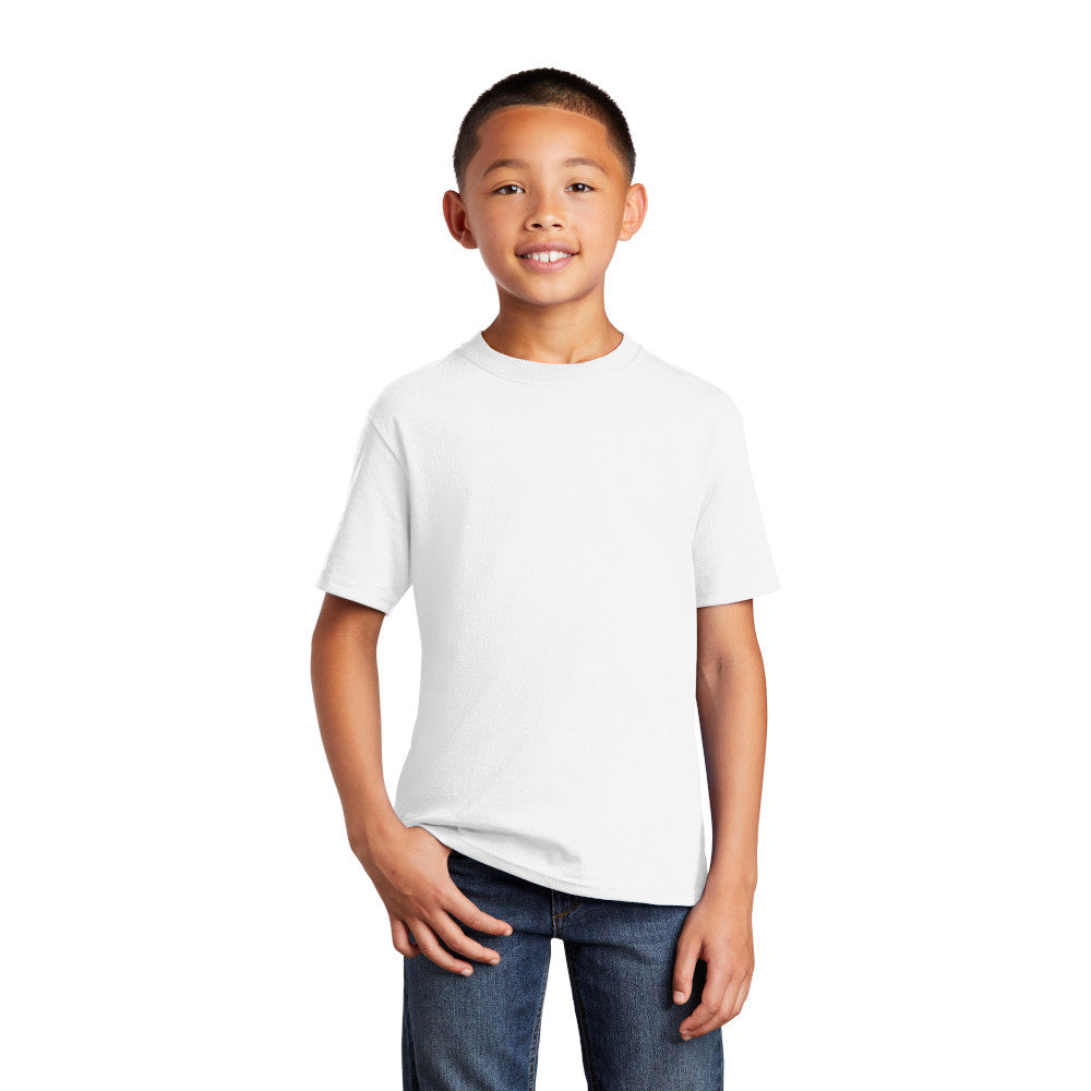 port & company youth core cotton tee white