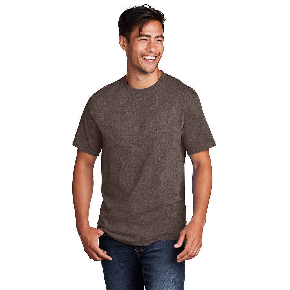 port & company core cotton tee heather dark chocolate brown