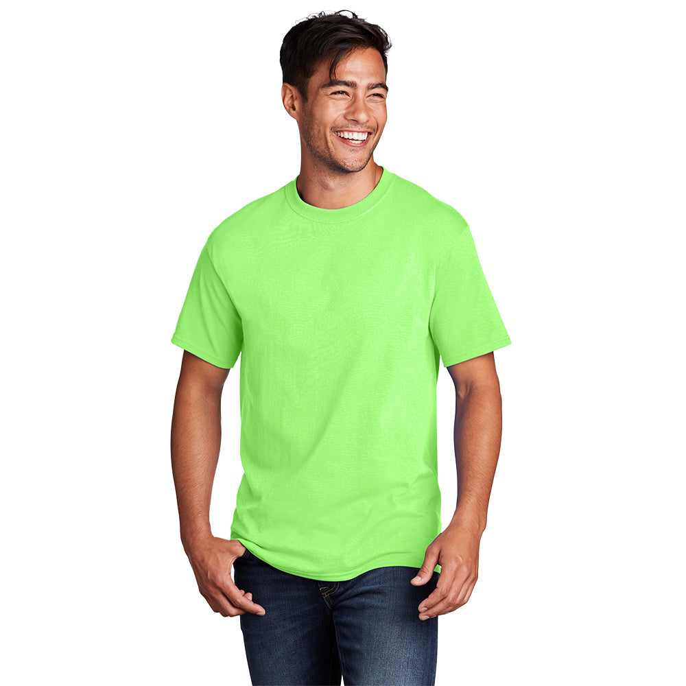 port & company core cotton tee neon green