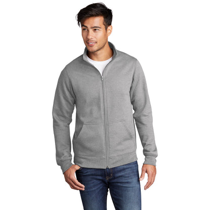 port & company core fleece cadet full zip sweatshirt athletic heather grey