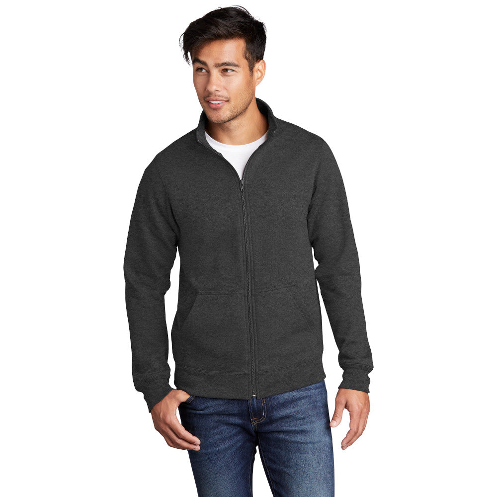 port & company core fleece cadet full zip sweatshirt dark heather grey