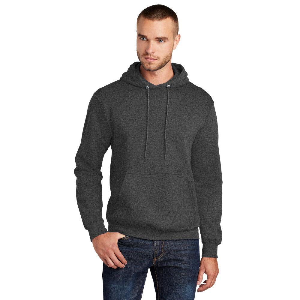 port & company core fleece hoodie dark heather grey