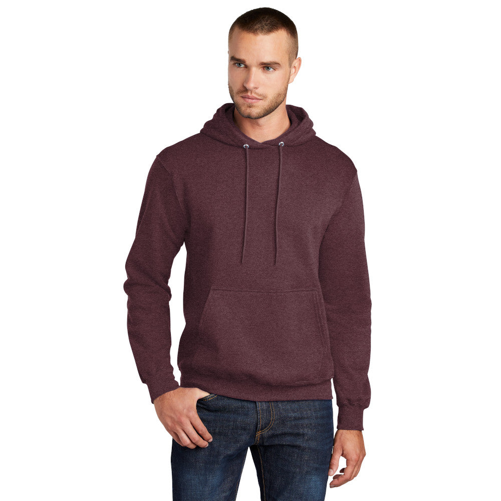 port & company core fleece hoodie heather athletic maroon