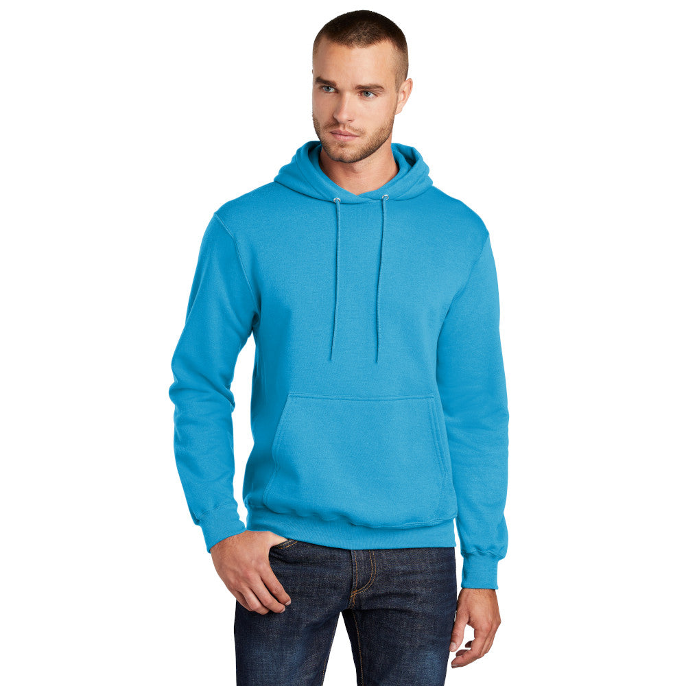 port & company core fleece hoodie neon blue