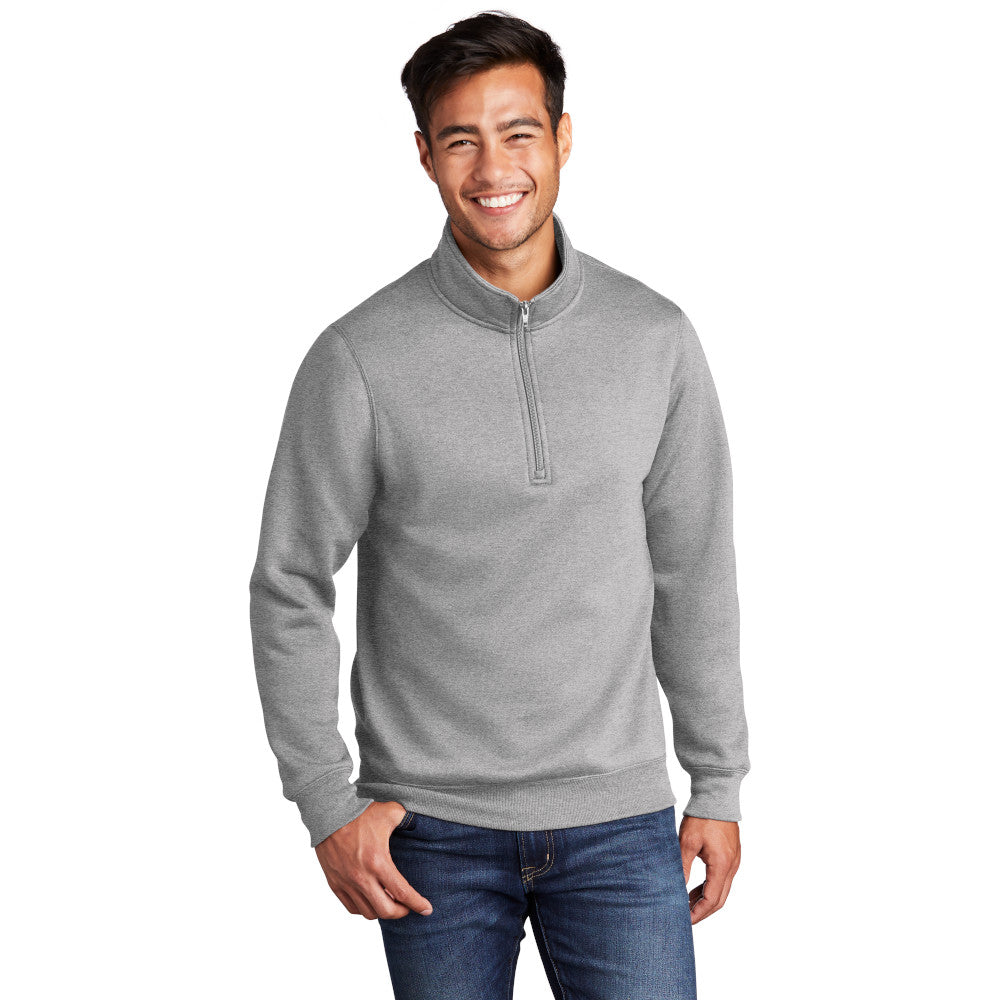 port & company core fleece 1/4-zip pullover sweatshirt athletic heather grey