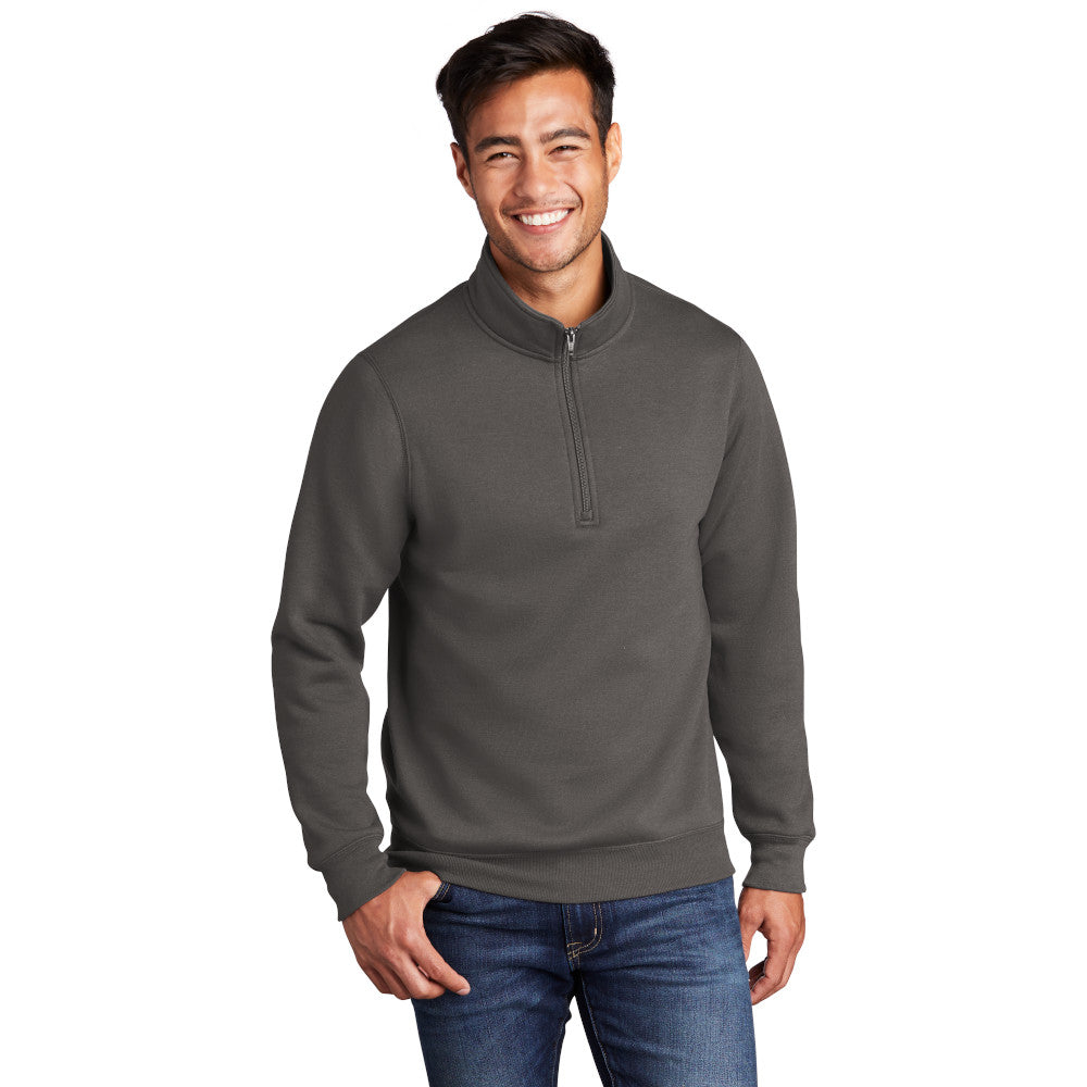 port & company core fleece 1/4-zip pullover sweatshirt charcoal grey