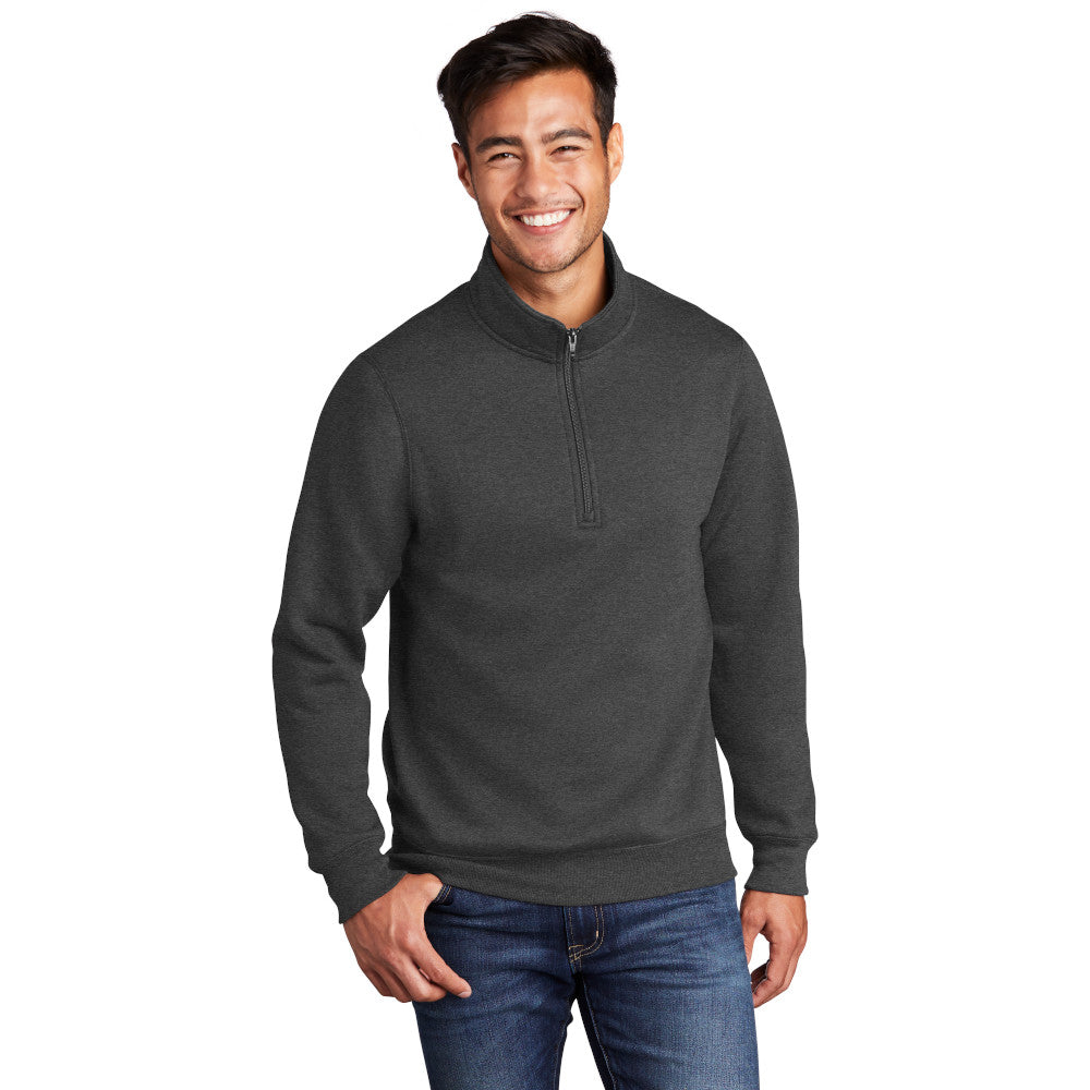 port & company core fleece 1/4-zip pullover sweatshirt dark heather grey