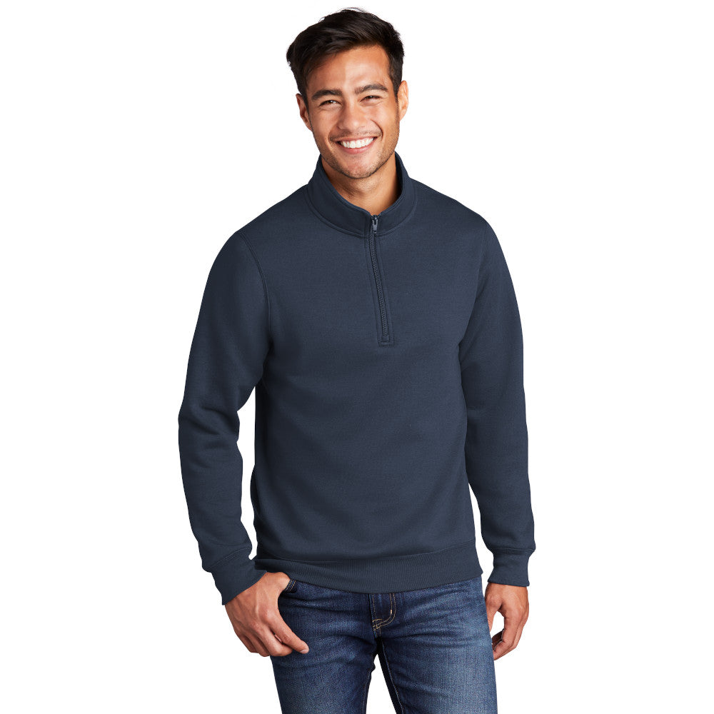 port & company core fleece 1/4-zip pullover sweatshirt navy