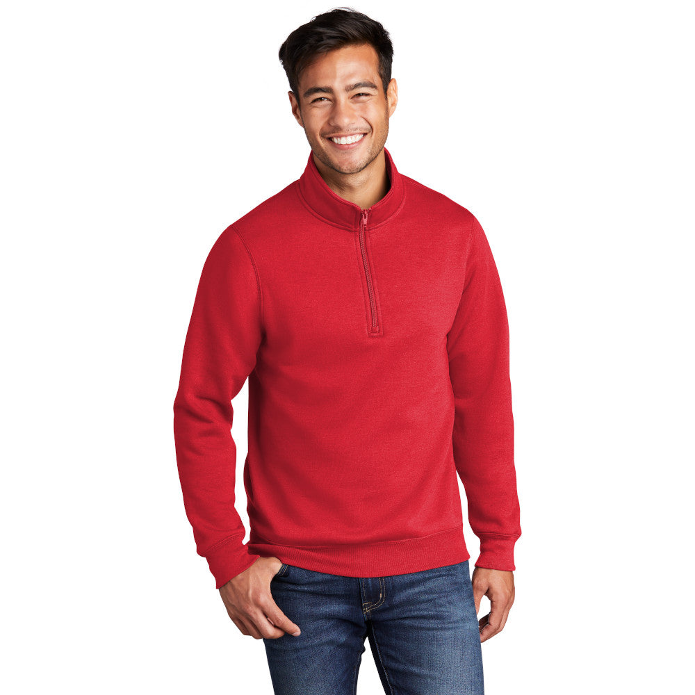 port & company core fleece 1/4-zip pullover sweatshirt red