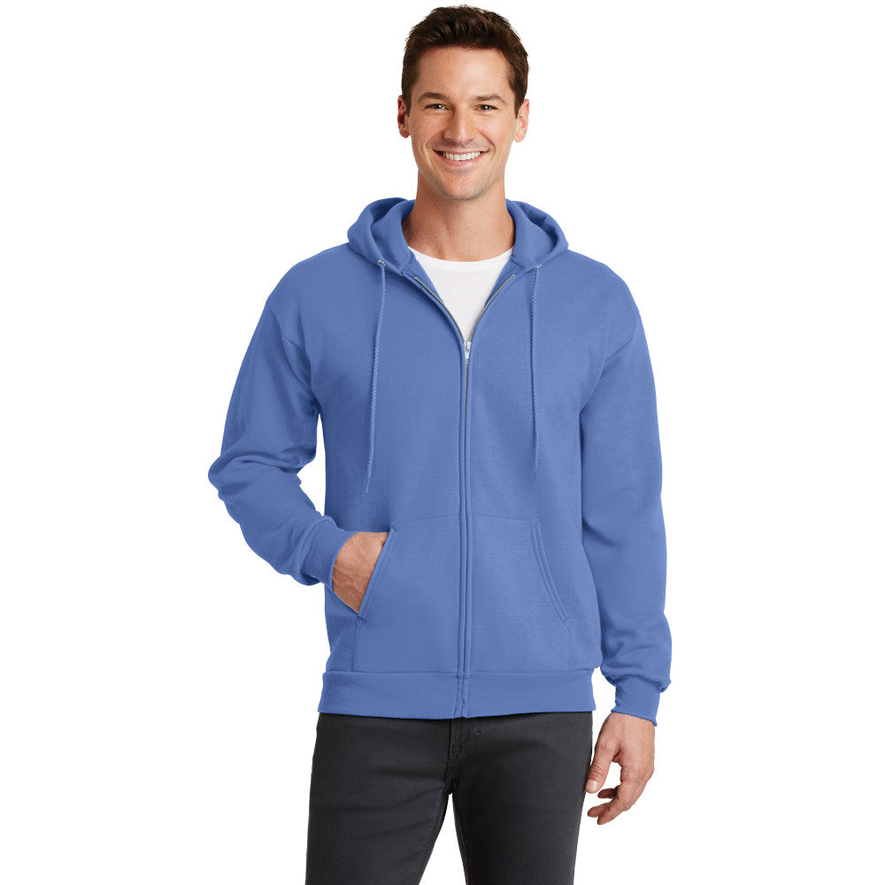 port & company core fleece full zip pullover hooded sweatshirt carolina blue