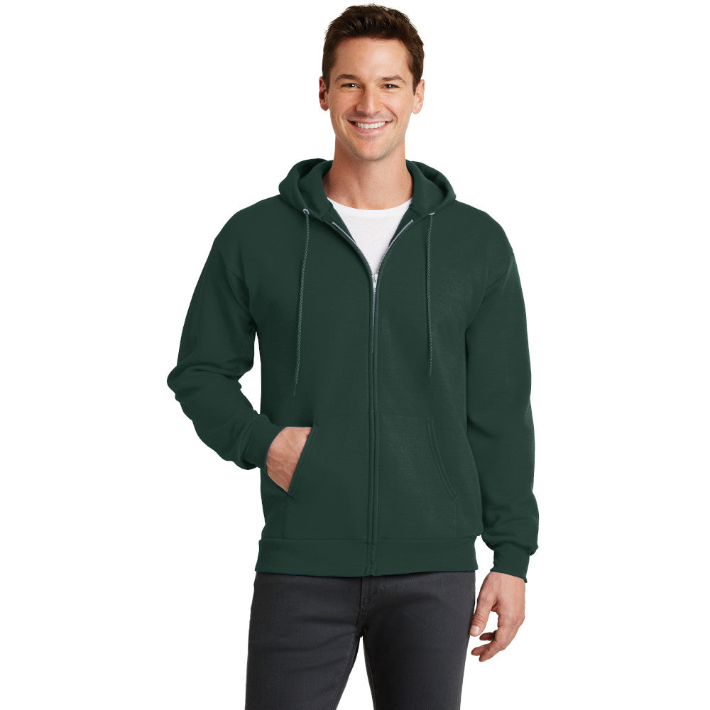 port & company core fleece full zip pullover hooded sweatshirt dark green