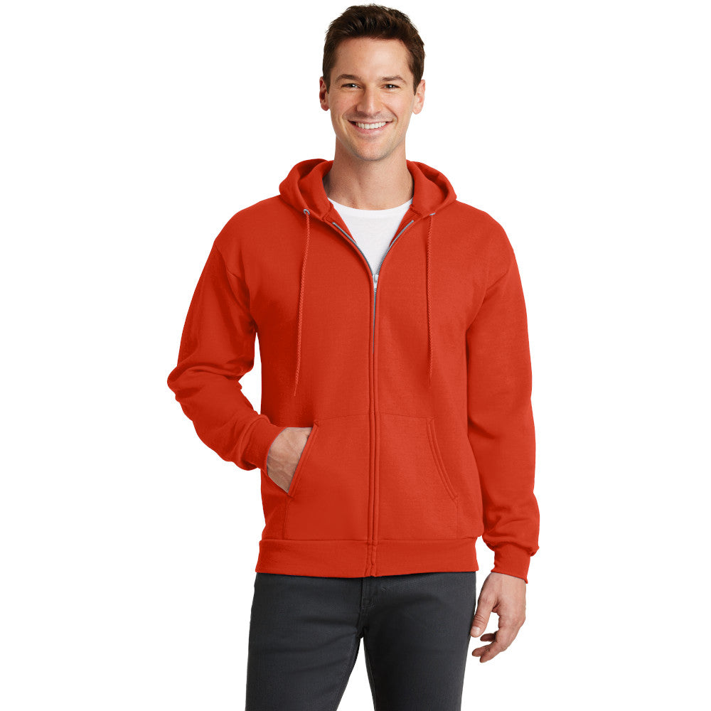 port & company core fleece full zip pullover hooded sweatshirt orange