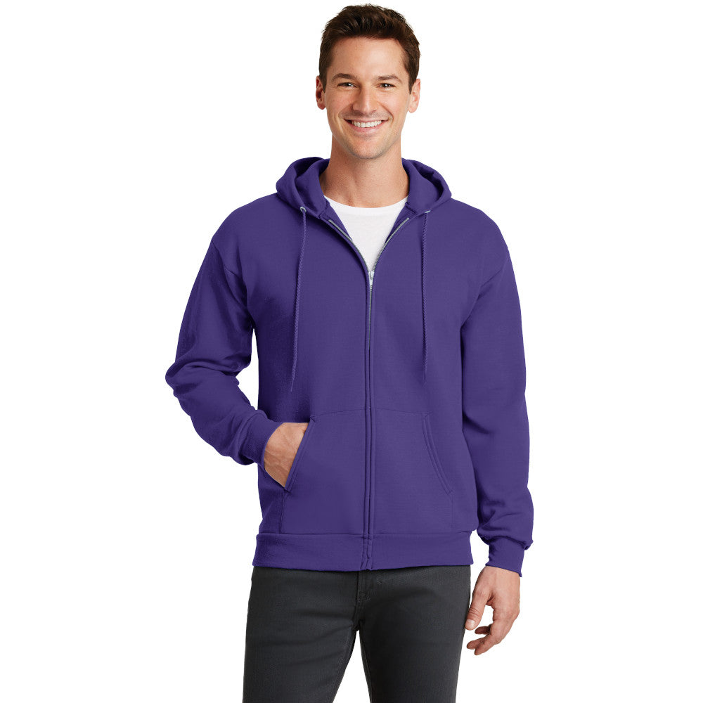 port & company core fleece full zip pullover hooded sweatshirt purple