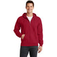 port & company core fleece full zip pullover hooded sweatshirt red
