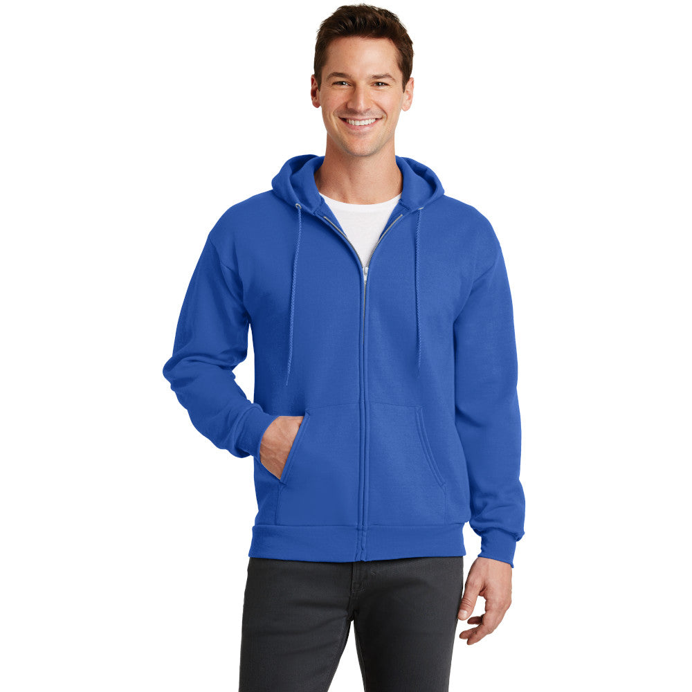 port & company core fleece full zip pullover hooded sweatshirt royal blue