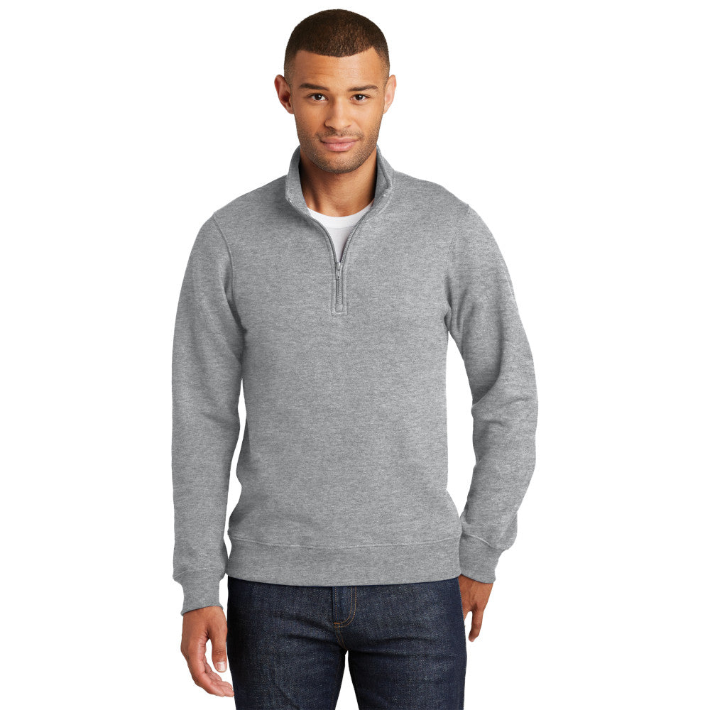 port & company fan favorite ring spun 1/4-zip pullover sweatshirt athletic heather grey