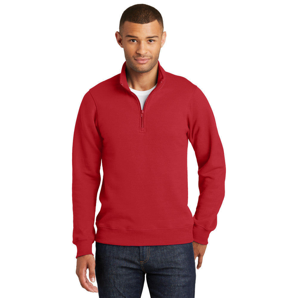 port & company fan favorite ring spun 1/4-zip pullover sweatshirt bright red