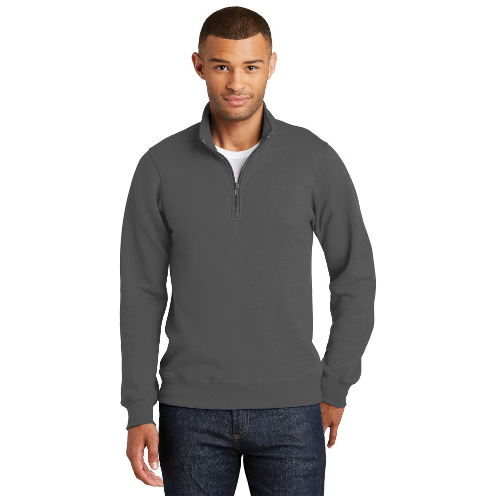 port & company fan favorite ring spun 1/4-zip pullover sweatshirt charcoal grey