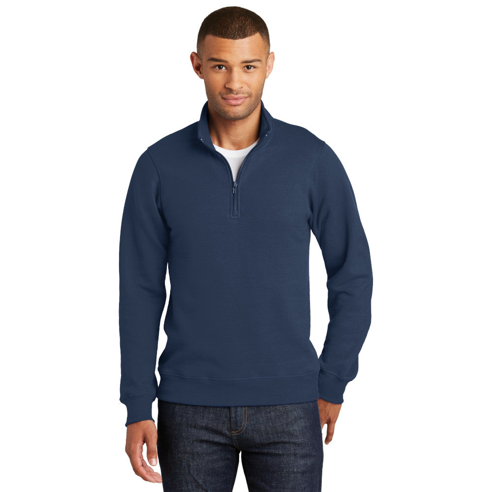 port & company fan favorite ring spun 1/4-zip pullover sweatshirt team navy
