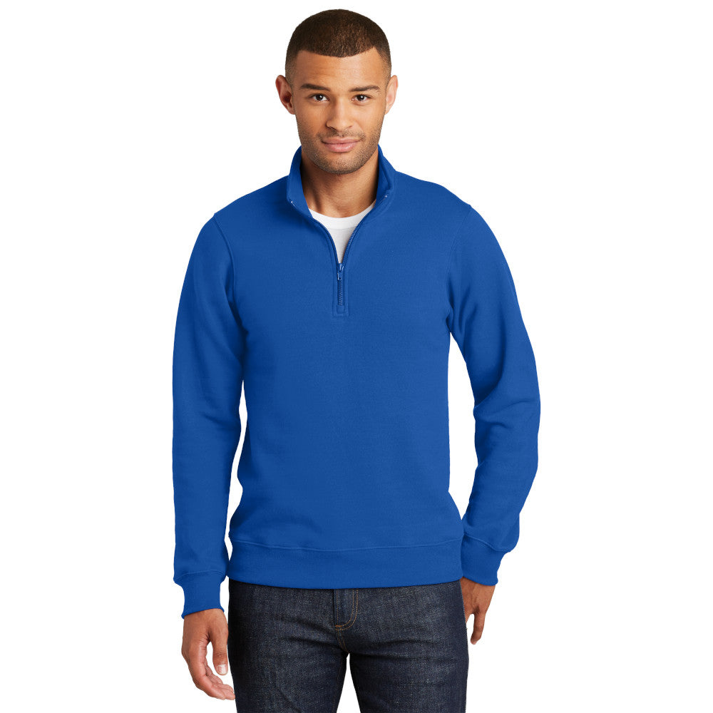 port & company fan favorite ring spun 1/4-zip pullover sweatshirt true royal blue