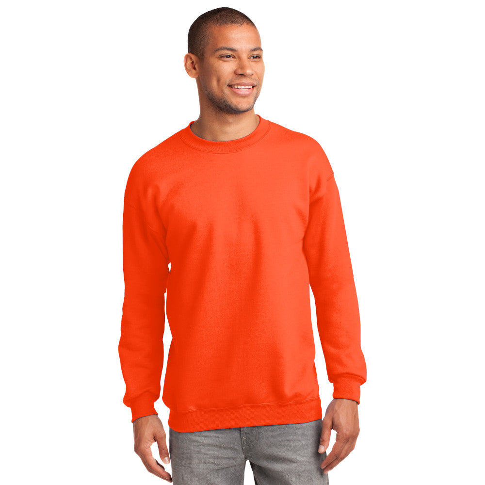 port & company tall fleece crewneck sweatshirt safety orange