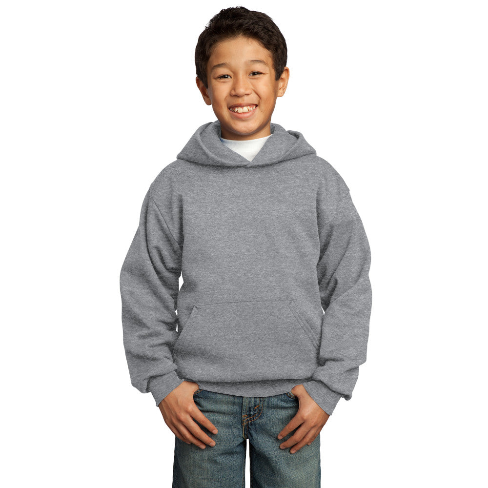 port & company youth fleece hoodie athletic heather grey