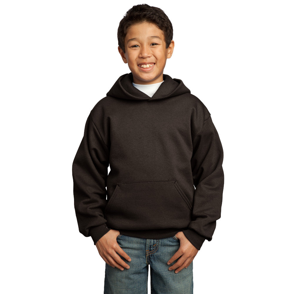 port & company youth fleece hoodie dark chocolate brown