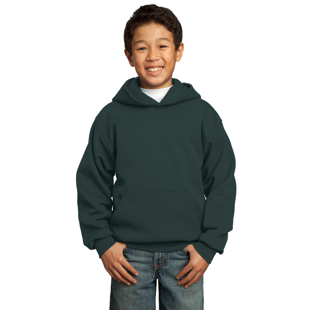 port & company youth fleece hoodie dark green