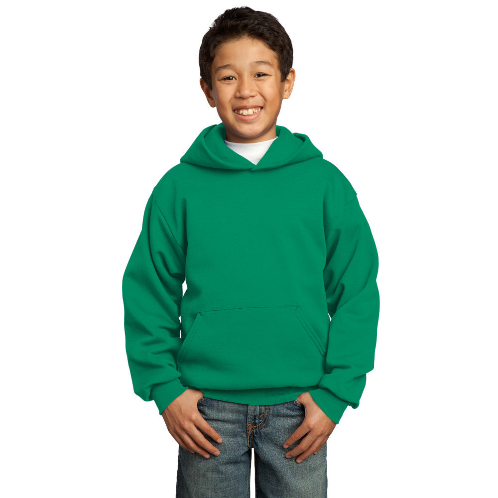 port & company youth fleece hoodie kelly green