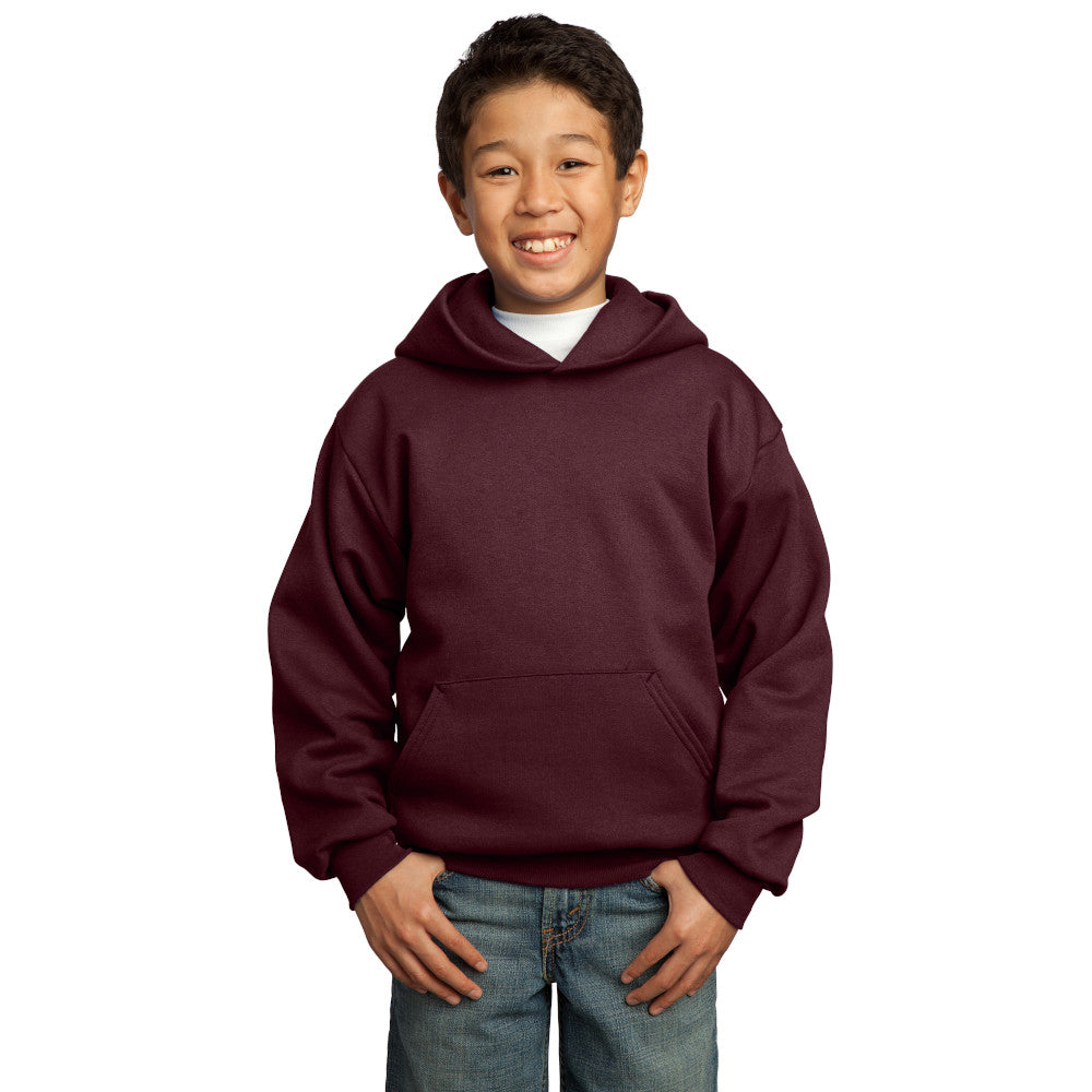 port & company youth fleece hoodie maroon