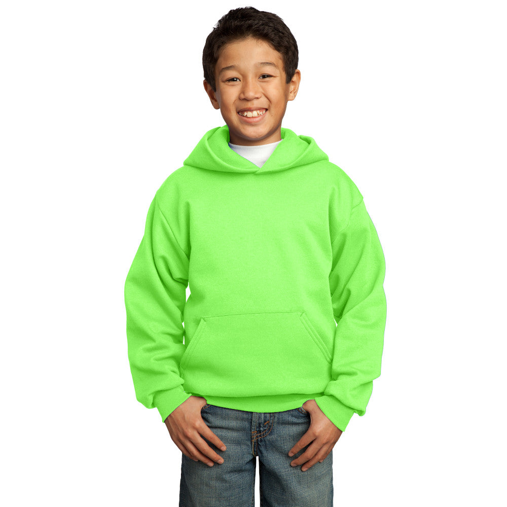 port & company youth fleece hoodie neon green