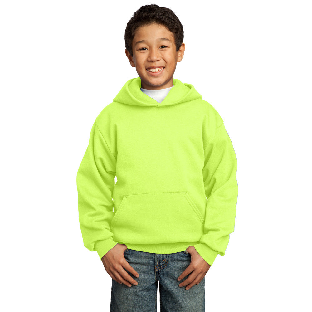 port & company youth fleece hoodie neon yellow