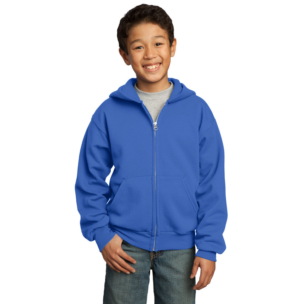 port & company youth fleece full zip hoodie royal blue