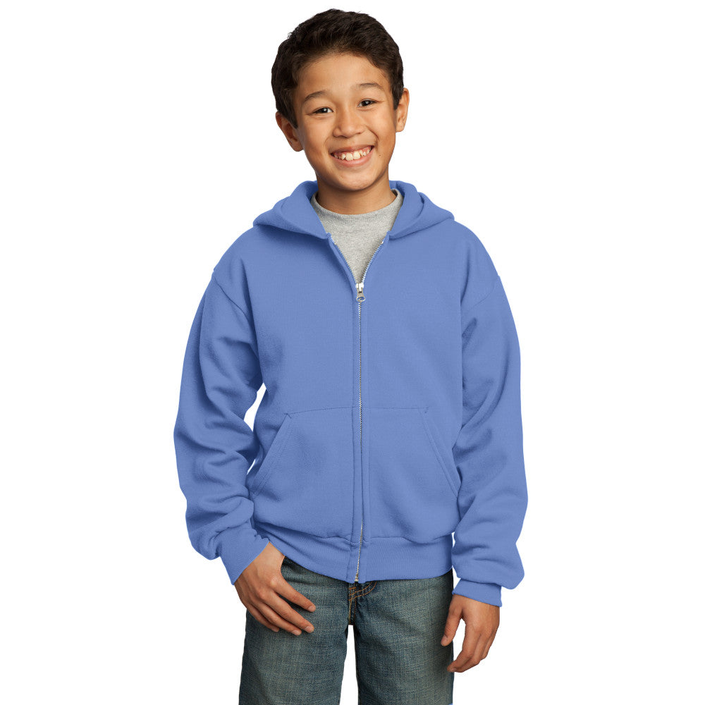 port & company youth fleece full zip hoodie carolina blue