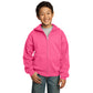 port & company youth fleece full zip hoodie neon pink