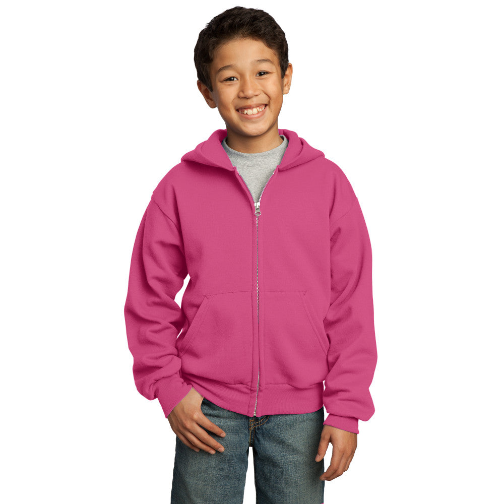 port & company youth fleece full zip hoodie sangria
