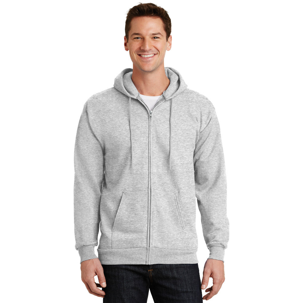 port & company tall fleece full zip hoodie ash grey